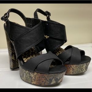 Charlotte Russe snake print heels w/ black straps